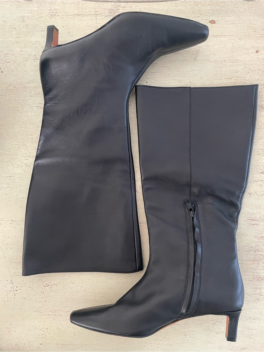 Madewell The Dimes Kitten-Heel Knee-High Boot in Black Leather 8 M $298 NR832 - Picture 6 of 7